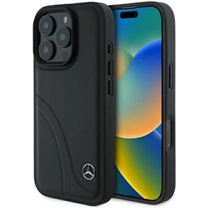 Case iPhone 16 Pro Max Mercedes Genuine Leather Black Star Metal - Picture 1 of 8