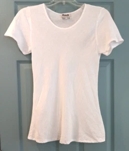 Flax Women's White 100% Linen Short Sleeve Blouse Tunic Beach Lightweight sz S - Picture 1 of 9