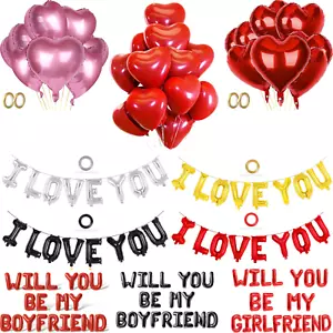 Valentine Balloons Heart Foil LOVE Balloon Helium Couple Wedding Party Decor UK - Picture 1 of 12