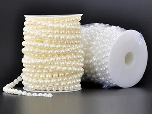 5 Meters Acrylic Flatback Pearl Bead 8mm Chain Garland Trims Wedding Bouquet - Picture 1 of 7