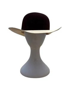 Larry Mahan's by Milano Hats Brown & White Women Felt Straw Hat Size 6 7/8 55 - Picture 1 of 10