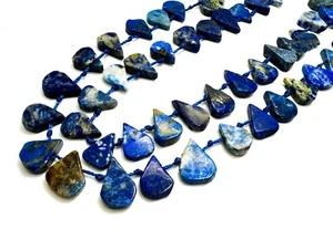 Natürliche blaue Lapislazuli Träne Birne glatt flach Edelstein Perlen - PGS172 - Bild 1 von 3