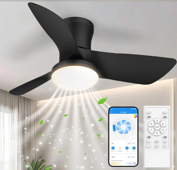 30" Modern Smart Ceiling Fan with LED Light & Remote 6 Speeds  Reversible APP - Image 1 of 4