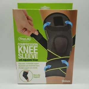 Fine Life Compression Knee Sleeve with Adjustable Straps Unisex Size S & M FiN01 - Picture 1 of 12