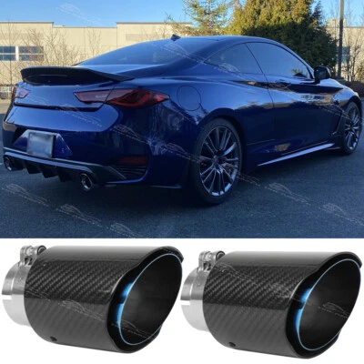 Silenciador tubo de escape puntas de escape de 2,5" de fibra de carbono para Infiniti Q50 Q60 Foto 1 de 4