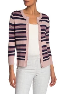 New Halogen Three Quarter Sleeve Striped Cardigan Size PS Retail $59 - Picture 1 of 7