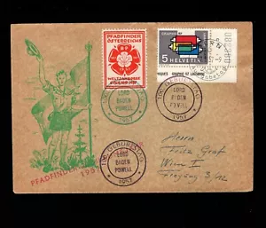 Switzerland Boy Scouts Jamboree Cinderella & Handstamps 1957 Bern Cover 1 - Picture 1 of 4
