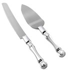 Silver Cake Knife and Server Set, Cake Cutting Set of 2 with Acrylic Handles
