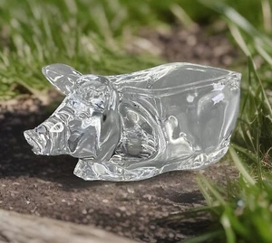 Cristal D'Arques Frankreich klar Bleikristall Schwein Schweinchen Sau Schwein Süßigkeiten Nuss Schale Schüssel - Bild 1 von 10