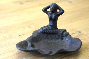 Rustic Soap Dish Coin Mermaid Nautical Bathroom Decor Beach House Cast Iron - Picture 1 of 7