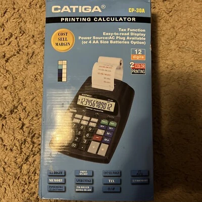 Commercial Printing Calculator with 12 Digit LCD Display Screen, NIB Silver - Image 1 of 3