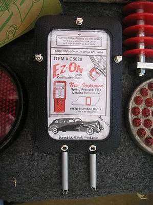 VINTAGE STYLE STEERING COLUMN AUTO CERTIFICATE / REGISTRATION HOLDER ! - Image 1 of 4