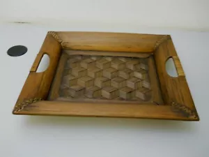 Wood Bamboo Woven Rattan Serving Table Tray Candle Centerpiece Holder - Picture 1 of 6