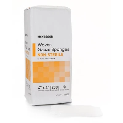 McKesson Woven Gauze Sponges Non-Sterile 12-Ply Cotton 4 in x 4 in 200 Ct - Image 1 of 3