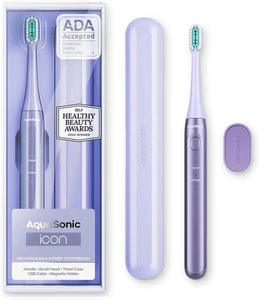 AquaSonic Icon Rechargeable Toothbrush Lavender Purple w/ Travel Case ADA - Picture 1 of 9