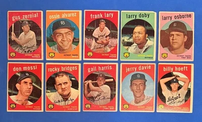 Lote de 10 1959 Topps Detroit Tigers Larry Doby #455 Larry Osborne High #524 y radiocontrol Foto 1 de 2