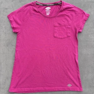 Dickies Shirt Small Pink w Gray Logo Short Sleeve Pocket Cooling Temp IQ Women's - Picture 1 of 9