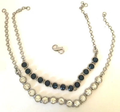 Lote de 2 Collares Lia Sophia Tono Plata Piedras Azules y Transparentes Con 1 Cierre Foto 1 de 2