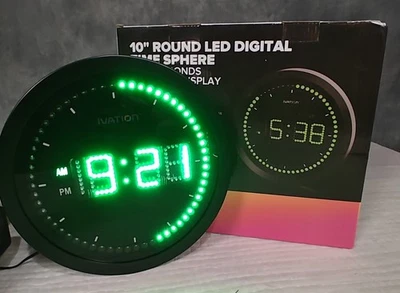 Ivation 10" Round Led Digital Clock Time Sphere - Image 1 of 4