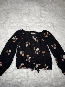 Abercrombie & Fitch Kids' Girls' Ribbed Floral Henley Shirt Size 9/10 - Picture 1 of 6