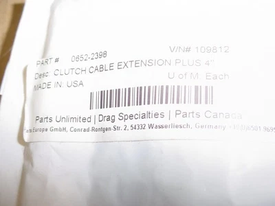 Удлинитель троса сцепления Harley Davidson Fat Baggers 4 дюйма 0652-2398  - Изображение 1 из 2