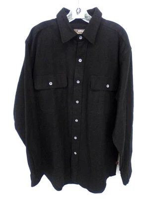 Camisa Moosecreek Para Hombre Gruesa Franela Cuello Abotonada Manga Larga Negra LT Foto 1 de 4