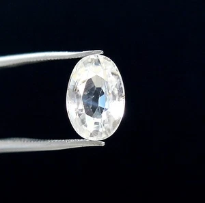 9.75x6.70 mm Certified Natural White Zircon Oval Cut 3.08 CTS Loose Gemstone - Picture 1 of 7