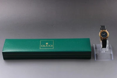 [Near MINT / Box] Vintage GUCCI 3000L Black Gold Plated Qz Ladies Watch JAPAN - image 1 of 4