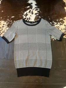 Premise Black White Houndstooth Pattern Knit Sweater Size  XS - Picture 1 of 7