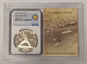 Smithsonian Baseball Collection 1992 S Olympic Silver Dollar NGC PF 69 Ultra CA - Picture 1 of 4