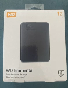WD 1TB Elements HDD USB 3.0 Portable Hard Drive Western Digital - Picture 1 of 7