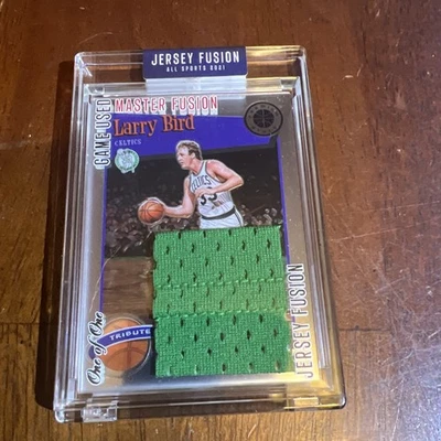 LARRY BIRD 2024 JERSEY FUSION /1 "GAME USED SWATCH" BOSTON  CELTICS HOF PATCH  - Image 1 of 4