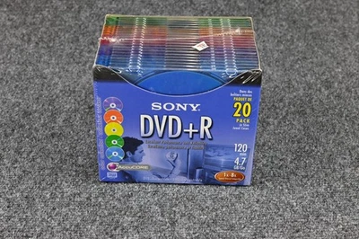 NUEVO Sony DVD+R Color Collection Sellado 20 Pack 120 Min 4.7 GB Delgado Joyas Estuches Foto 1 de 4
