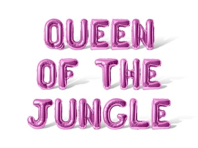 QUEEN OF THE JUNGLE Letter Balloon Banner - Women's Birthday Party Decorations - Image 1 of 4