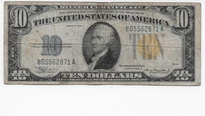 1934 A $10 Silver Certificate NORTH AFRICA Note Yellow Seal Note NO Tears - Picture 1 of 2
