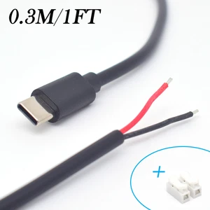 0,3 m USB-C-Stecker Zopf - 22 AWG 5 V/3 A auf 2-Pin blanker Draht Zum Selbermachen Reparaturkabel Posten - Bild 1 von 10