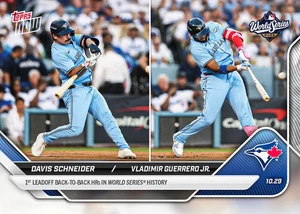 MLB WS Topps 2025 AHORA 912 GUERRERO JR DAVIS SCHNEIDER B2B HRS BLUE JAYSPREVENTA - Imagen 1 de 2