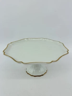 Vtg Golden Heirloom by JSC Octagon White Gold Pedestal Cake Plate Stand 11-3/4” - Image 1 of 4