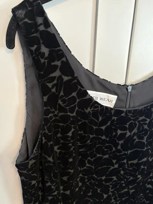 Jones Wear Vintage Sz 14 Long Black Velvet SILK Blend Formal Dress Gown Slit EUC - Image 1 of 4