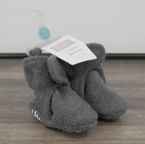 Hudson Baby Grey Infant Fleece Booties With Adjustable Cloaure Size Small 0-6M