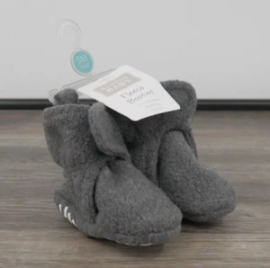 Hudson Baby Grey Infant Fleece Booties With Adjustable Cloaure Size Small 0-6M - Picture 1 of 9