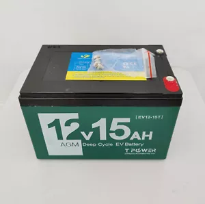 Demo 12V 15AH AGM Deep Cycle Battery 4 Electric Scooter eBike 12Ah 6FM15 6DZM15 - Picture 1 of 4
