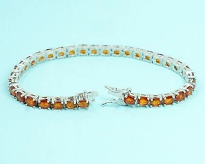 925 Sterlingsilber Natur 5x4 mm Oval Orange Kyanit Edelstein Tennis Armband - Bild 1 von 10