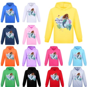 Girls boys casual hoodie Little Mermaid children's long sleeved sportswear top - Picture 1 of 37