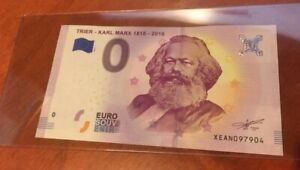 KARL MARX  1818-2018 ZERO EURO 0 BANK NOTE with  free sleeve
