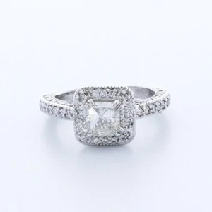 1.8CT NATURAL DIAMOND E/VS2 SQUARE RADIANT 14K WHITE GOLD VINTAGE ACCENT RING - Picture 1 of 7