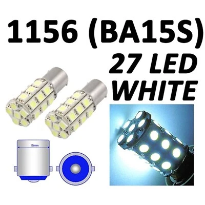#1156 27SMD White LED 12V Park Parking Back Up Tail Light Turn Signal Lamp Bulbs - Image 1 of 4