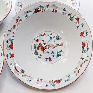 Set of 4 Farberware WHITE CHRISTMAS 1995 Soup Cereal Bowls - Picture 1 of 3