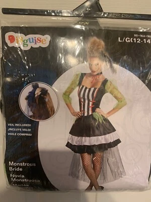 New Disguise Monstrous Bride Costume Adult Size L 12-14 Dress Pettiicoat More - Image 1 of 4