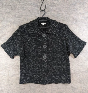 Coldwater Creek Cardigan Sweater Womens Extra Large Black White Button-Up Short - Picture 1 of 12